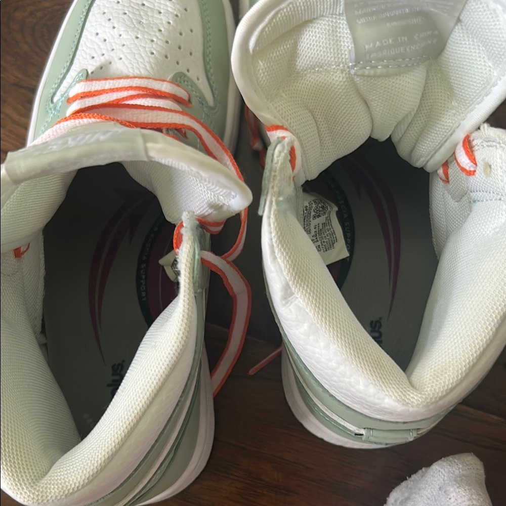 Jordan High-Top Sneakers in Mint Green, White and Coral - Picture 3 of 5